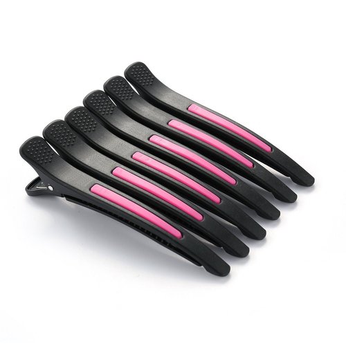 6Pcs/set Pinup Plastic Duck Bill Hair Clips for Sectioning Hair - Professional Non Slip Silicone band Clips Salon DIY Accessories Hairpins Hairgrip for Women(Blcak-Style1)