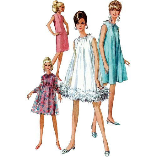 Simplicity Misses' Vintage 1960's Sheath Dresses Sewing Pattern Packet, Sizes 8-10-12-14-16, Multicolor