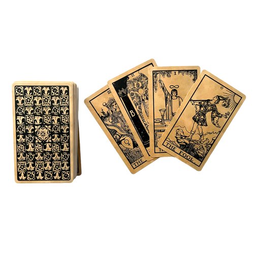 Vieux Monde Express The Tea-Stained Tarot & Guide | Classic Tarot Cards | Made in USA | Linen Finish | 78 Cards | Full Size | 4.75 by 2.75