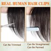 KPROYU Human Hair Toppers For Women Real Human Hair 3D French Bangs Hair Clip(6 * 8) 360° Cover Clip In Bangs Real Human Hair (Natural Black) Hair Topper With Bangs Hair Clip Human Hair