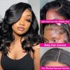 Fadaina 16 Inch Bob Wig Human Hair Wavy Body Wave 13x4 Lace Front Human Hair Wigs For Black Women Glueless Wigs Human Hair With Elastic Band Lace Frontal Wigs