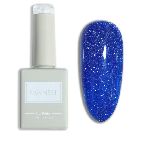 FANNEST Blue Neon Reflective Glitter Gel Nail Polish,Holographic Nail Polish,Led UV Gel Polish Fall Winter Color 15ml.