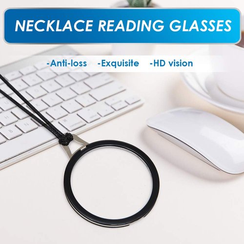 TERAISE Reading Glasses Necklace Readers for Women Anti-loss Lightweight Eyeglasses Portable Monocle Glasses with Exquisite Case(Black-2.5X)