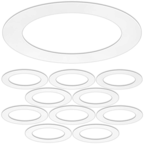 10 Pack Gloss White Goof Trim Ring for 6" Inch Recessed Lighting Trims Can Lighting Down Light, Outer Diameter 8 Inches, Inner Diameter 5.8 Inches