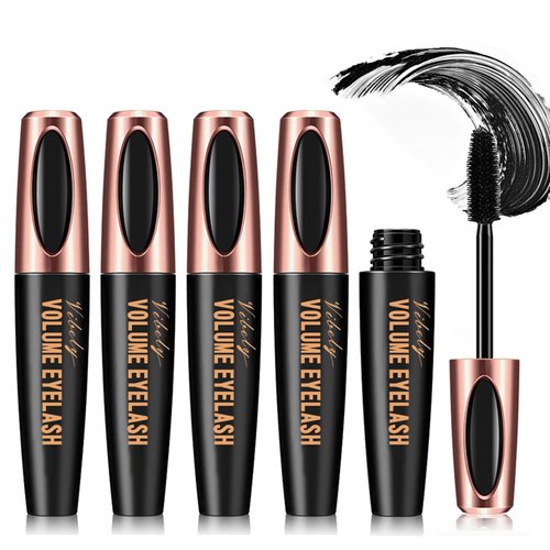 4D Silk Fiber Lash Mascara，Waterproof Smudge-proof Thickening Mascara,Extension Voluminous Fiber Mascara,Thickening Softer Fuller Lashes,Long-Lasting No Flaking,All Day Exquisitely Full(4PCS)