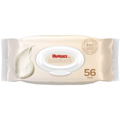 HUGGIES Nourish Care Baby Wipes Sensitive Skincare Scented WaterBased FlipTop Pack, 56 Count
