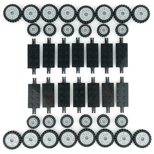 City Car Wheels Tires Axles Kits Set, 70pcs Vehicle Truck Parts Classic Pieces Accessories, Bulk Bricks Sets Construction Toys