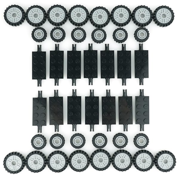 City Car Wheels Tires Axles Kits Set, 70pcs Vehicle Truck Parts Classic Pieces Accessories, Bulk Bricks Sets Construction Toys