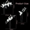 3PCS Flower Bridal Hair Pins Pearl Bride Wedding Hair Accessories Flower Wedding Hair Pins Rhinestone Hair Piece for Women and Girls (Silver)