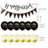 Daimay 15th Birthday Party Decorations Gold Black Happy Birthday Latex Confetti Balloons Triangle Flag Banner Number 15 Foil Balloon Cake Topper for Men Women Anniversary Birthday Party Supplies