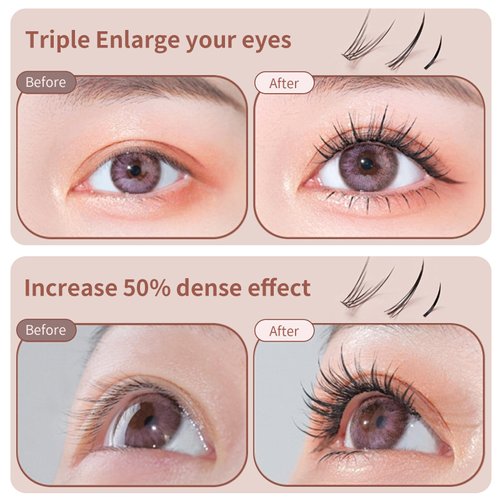 MSQ False Eyelashes Multipack Faux 3D Mink Lashes Natural Look Includes 6 Assorted Lengths Wisps 380pcs Lash Clusters Reusable Strip Lashes, Contact Lens Friendly, Easy to Apply