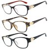 Reading Glasses 3 Set Value Quality Readers Fashion Crystal design Womens glasses for reading +2