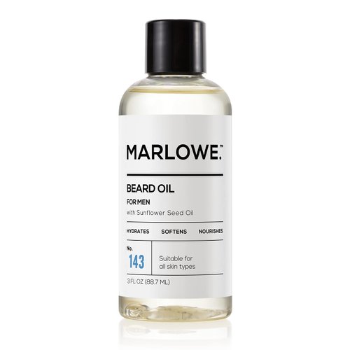 MARLOWE. No. 143 Beard Oil 3 oz, Conditioning Beard Oil for Men, Softer & Fuller Beard Care, 100% Natural Softener with Sunflower & Safflower Oil, Conditions & Nourishes Beard Health, Fragrance Free