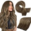 Full Shine Genius Weft Hair Extensions Real Human Hair Hand Tied Hair Extensions Remy Hair Color Medium Brown To Honey Blonde Highlight Medium Brown Human Hair Weft Sew In Hair Extensions 60G 20 Inch