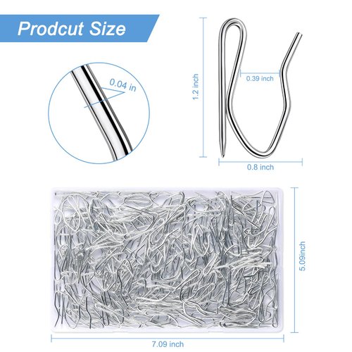 Metal Curtain Hooks, 200PCS Drapery Hook Pins Stainless Steel Pin-on Hooks for Window Curtain, Shower Curtain, Door Curtain