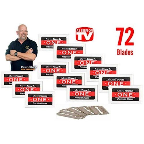 72 Premium MicroTouch ONE Nostalgic Precision Double Edge Razor Blades - Platinum Stainless Blades Work with Any Safety Razor