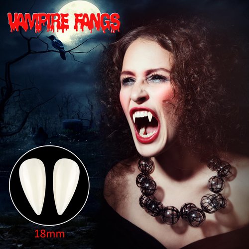 Givivion Vampire Teeth Fangs for Adults with Upgraded Reusable Adhesive, Halloween Fake Fangs Accessories Cosplay Party Favors Props Supplies Decorations(3 Sizes)