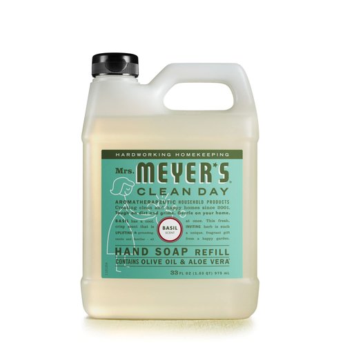 Mrs. Meyer's Clean Day Liquid Hand Soap Refill Bottle, Basil, 33 Fl oz (Pack of 1)