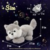 Hopearl LED Musical Stuffed Husky Lighting Up Singing Plush Toy Playset Mommy Dog with 3 Baby Puppies in her Tummy Lullaby Animated Soothe for Mom Toddler Girls, Gray, 17''