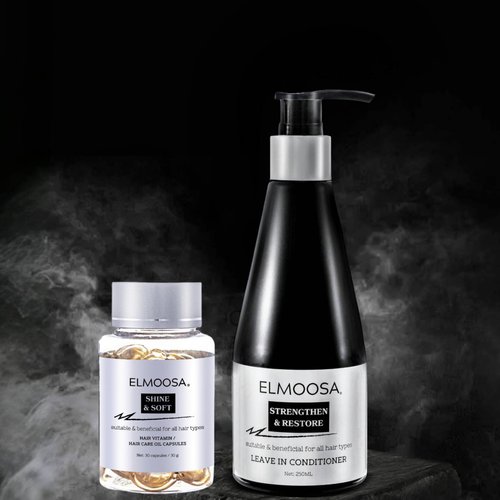 ELMOOSA REPAIR & CARE HAIR ROUTINE For All Hair Types 250ML Leave In Conditioner and Hair Care Oil Capsules Made With Macadamia Ternifolia Seed Oil For Women＆Men