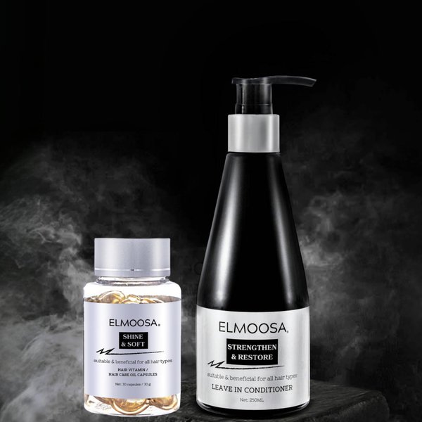 ELMOOSA REPAIR & CARE HAIR ROUTINE For All Hair Types 250ML Leave In Conditioner and Hair Care Oil Capsules Made With Macadamia Ternifolia Seed Oil For Women＆Men