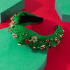 Christmas Jeweled Headband for Women Red Green Crystal Xmas Tree Snowflake Embellished Knotted Hairband ladies Twist Wide Green Hair Band Accessories Fashion Holiday Hairband Gifts (Christmas-Green)