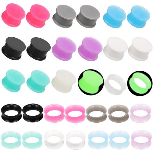 Juway Jusway Silicone Ear Plugs Gauge Plugs and Tunnles for Ear Plug Earrings for Men 00 Gauges(32PCS)