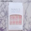 SINSEN Pink Square Fake Nails French Tip Press on Nails Medium Length, 24Pcs White Flower Glue on Nails With Rhinestones Glossy Medium Square Acrylic Nails