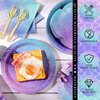 Blushtier 120 Pcs Mermaid Party Supplies Mermaids Themed Decorations Under the Sea Disposable Dinnerware Set Includes Plates Napkins Cups Fork for Birthday Party, Serves 24 Guests