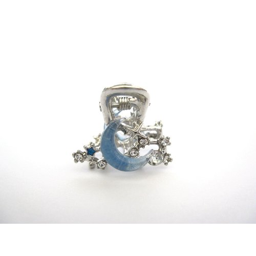 Generic Small mini silver metal clear blue moon crystal hair claw clip