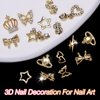 78 Pcs Gold Nail Charms Gem Kit, 12 Styles Alloy Nail Art Charm, Assorted Butterfly Crown Hollow Planets Star Metal Nail Jewelry 3D Nail Gems Charms for Nails Design Nail Art Supplies