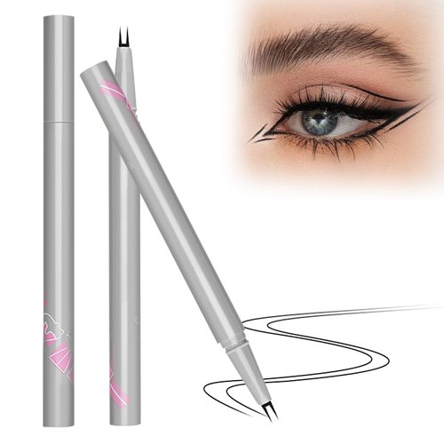 selfrong 2PCS Double Tip Lower Eyelash Pencil,Dual Pronged Bottom Eyelash Pen Eye Liner Liquid Eyeliner,New 3D Waterproof Liquid Eyeliner for Natural Eye Makeup (Black)