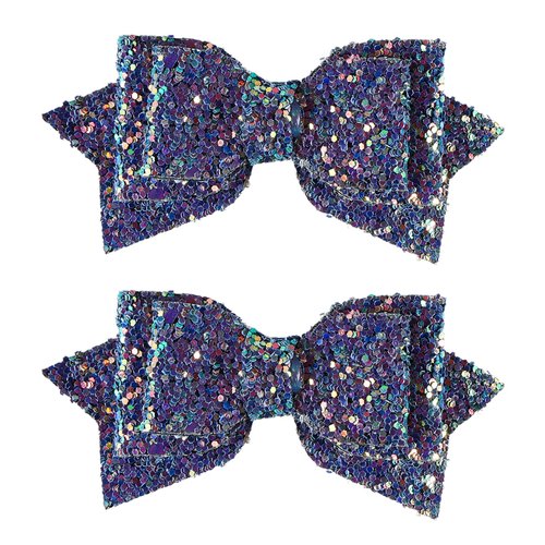 3" Small Cute Glitter Hair Bows Handmade Sparky Purple Sequins Bow Alligator Clips Hair Pins Barrettes,Mermaid outfit Costume Decor Accessories Gift for Teens Toddlers Baby Girls