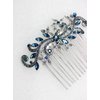 Faship Gorgeous Navy Blue Crystal Floral Hair Comb