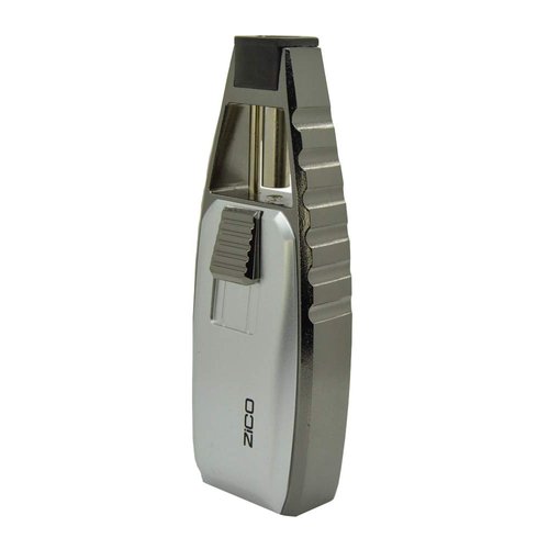 Zico Butane Stainless Steel Torch Flame Refillable Lighter (Silver)