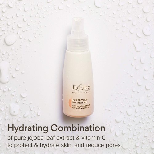 The Jojoba Company Water Toning Mist With Pure Jojoba Leaf Extract & Vitamin C - Hydrating, Toning & Firming - Antioxidant Protection - Reduces Pore Size - For Thirsty, Dehydrated & Dry Skin - 50ml