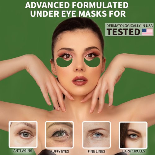 Qyiywim Under Eye Patches 70PCS, Green Tea Eye Patches for Puffy Eyes Treatment, Under Eye Masks for Dark Circles and Puffiness, Non-Irritating Eye Mask Skincare, Eye Gel Pads, Eyes Bags Treatment