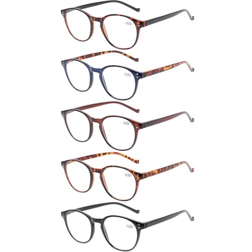 NORPERWIS 5 Pairs Reading Glasses - Standard Fit Spring Hinge Readers Glasses for Men and Women (5 Pack Mix Color, 6.00)