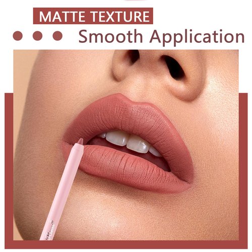 Gireatick 12 Colors High Pigmented Smooth Lip Liner Set, Long Lasting Fade Resistant Lip Pencil, Smudge-proof & Waterproof Red Nude Matte Velvet Lipstick Pen, Professional Lip Liner Set