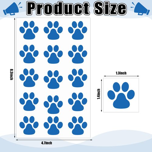 Harloon 20 Sheets 300 Pcs Paw Prints Temporary Tattoos Paws Foot Temporary Tattoo Removable Dog Paw Tattoo Stickers for Women Face Body Arm(Blue)