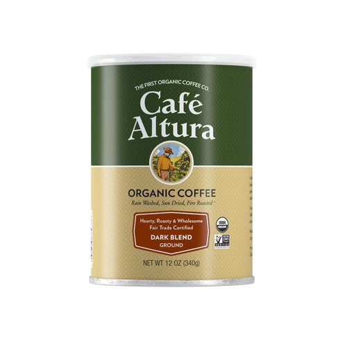 Cafe Altura Organic Coffee, Fair Trade Dark Blend, Ground Coffee, 12 Ounce Can