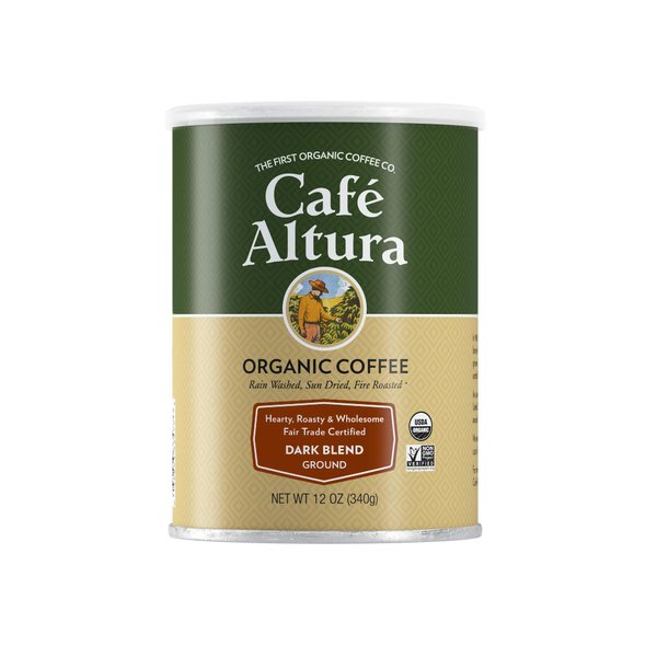 Cafe Altura Organic Coffee, Fair Trade Dark Blend, Ground Coffee, 12 Ounce Can