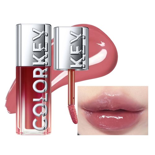 COLORKEY 3D Plump Oil Lip Gloss, High-shine Finish, Lip Tint, Moisturizing, Non-Sticky, Clear and...