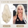 Lady Miranda 26 Inch 13×3 Platinum Blonde Wig Synthetic Lace Front Wig HD Lace Front Wigs 180% Density Synthetic Lace Front Wigs Pre Plucked Natural Blonde Lace Front Wigs Synthetic Hair For Women