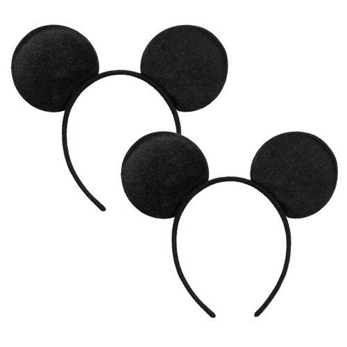 CHuangQi Mouse Ears Headband (Set of 2), Solid Black Ears for Boy &amp; Girl Birthday Party, Party Fa...