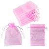 100 Pack 4x6 Inch Mini Sheer Drawstring Organza Transparent Bags Jewelry Sack Pouches for Wedding, Party Decorations, Arts & Crafts Gifts (Pink)