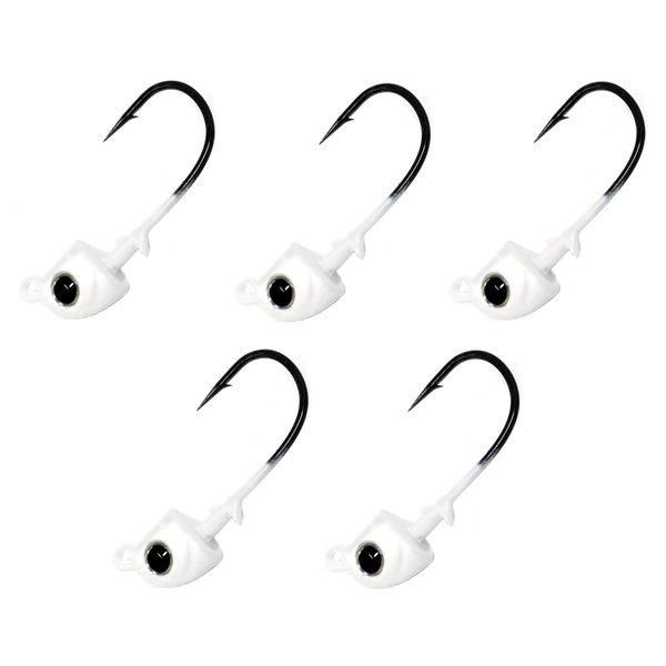 Reaction Tackle Tungsten Swimbait Jig Heads - 3D Realistic Eyes Attract Bass and More- Swim Bait Jig Head for use with Freshwater or Saltwater Fishing (5-Pack) - 1/4oz - White