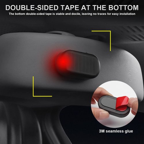 Car Solar Power Simulated Dummy Alarm, Anti-Theft LED Flashing Security Light Fake Lamp, Automotive Warning Interior Safety Lights with USB Charger Port, Car Accessories for Most Cars (Red/1PCS)