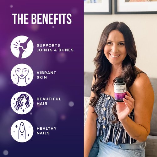 Vitauthority Multi Collagen Pills for Women and Men High Absorption Hydrolyzed Collagen Peptides Capsules for Hair Skin and Nails with Types I II III V X Hyaluronic Acid and Vitamin C - 30 Servings