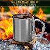 Stainless Steel Mug with Handle - Coffee Camping Mug with Carabiner Handle Portable Backpack Outdoor Cup Lightweight Camping Gear for Men - 13.5Oz Backpacking Coffee Cup Hiking Gift Climbing Mug